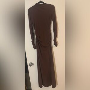 Zara Rushed Elegant Brown Maxi Dress